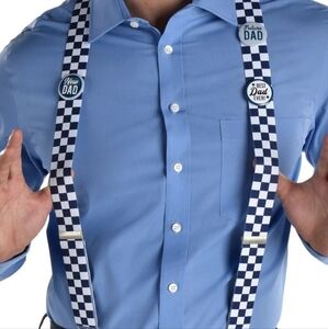 Dad To Be" Suspenders, Blue, One Size, Wearable Accessory for Baby Shower/Gender